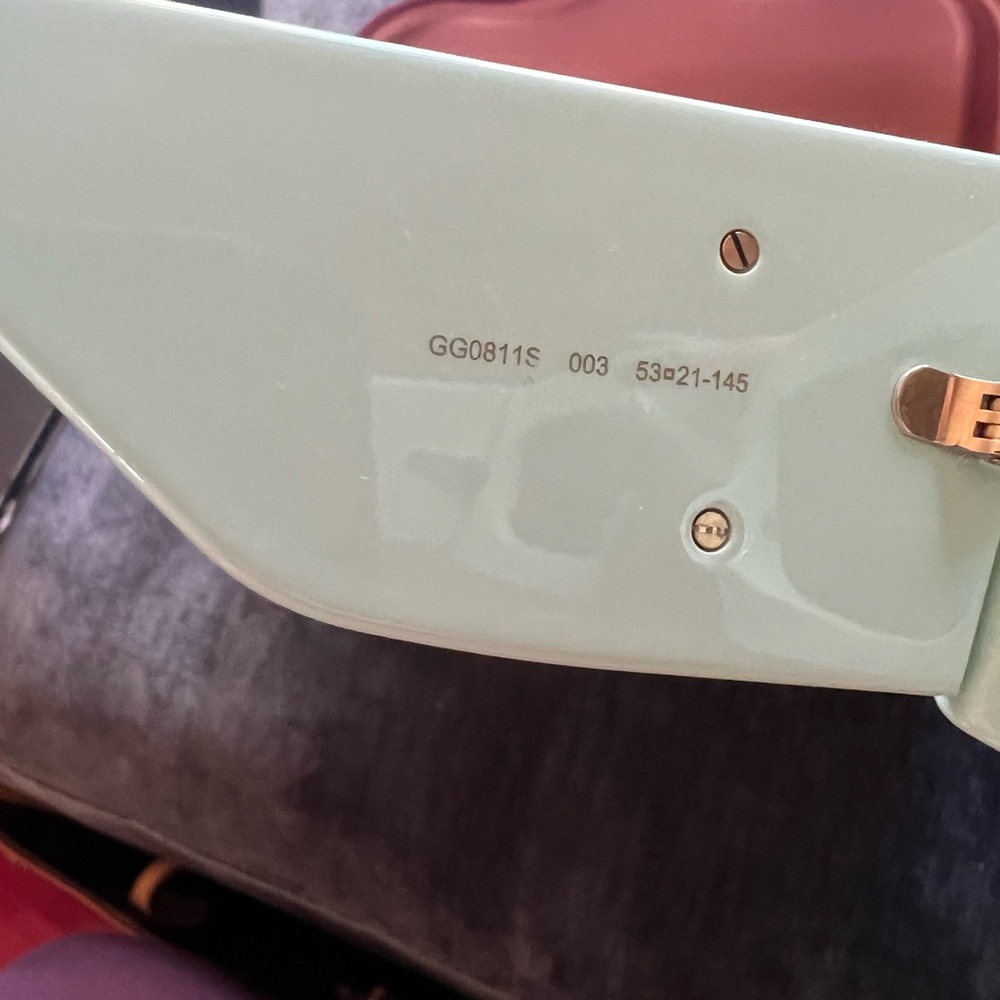 Gucci Mint Green Rectangular Sunglasses With Gold… - image 5